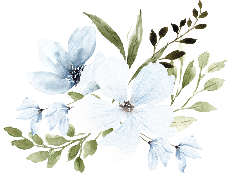 Blue Watercolor Flowers Illustration